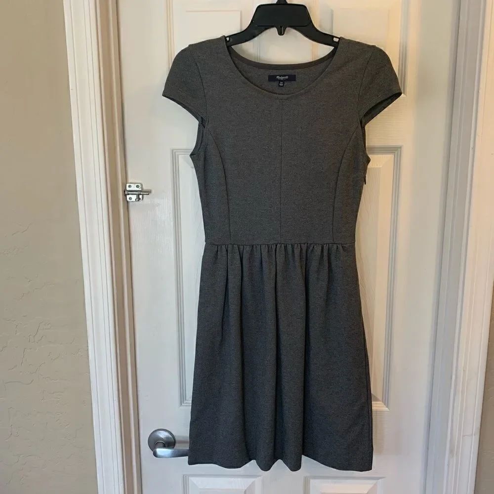 Gray Madewell Dress with Pockets and Side Zipper
